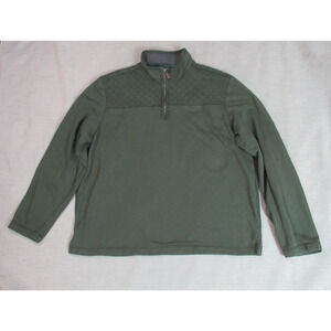 GH Bass Pullover Men XXL Green Knit Quilted Mock Neck Long Sleeve Outdoor Hiking